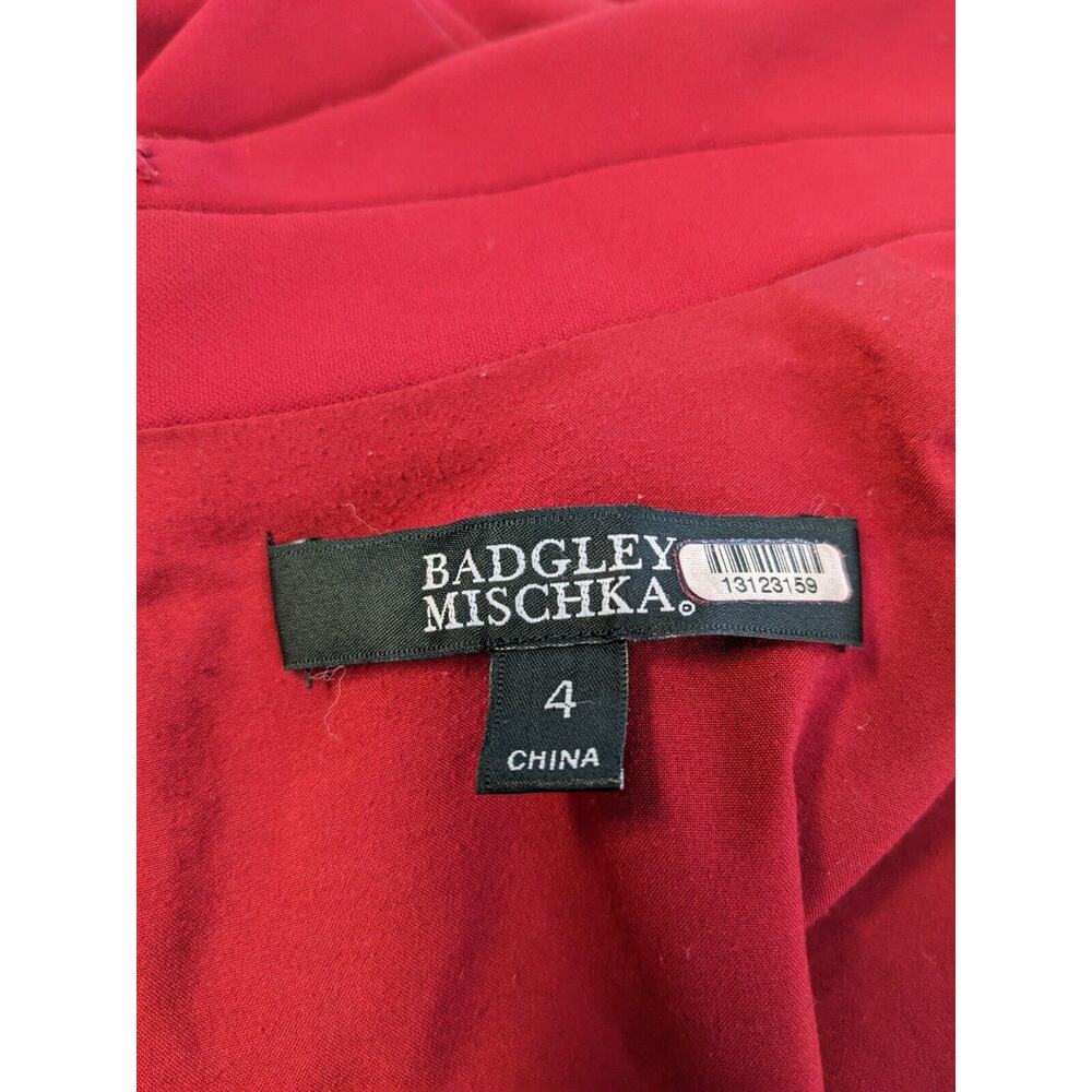 Badgley Mischka Size 4 Faux Wrap Blazer Sheath Dress Red V Neck Long Sleeves - Picture 15 of 16